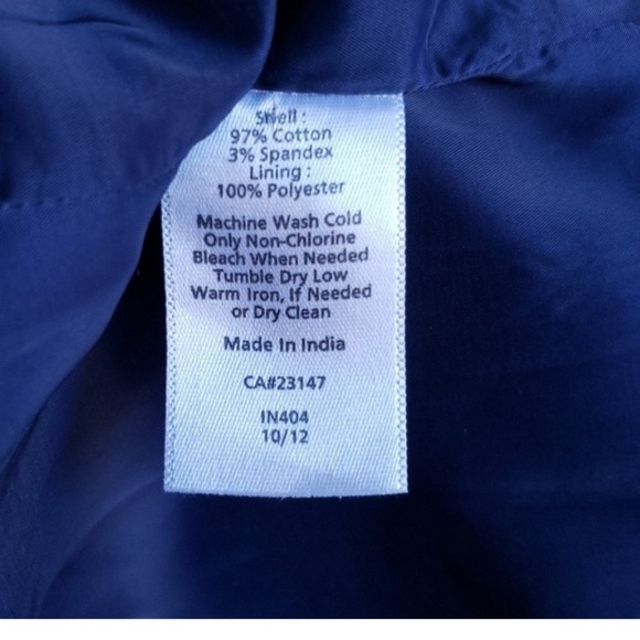 Talbots Floral Print Trench Coat In Navy and White Lined Blue Button Size 14 - Picture 10 of 10